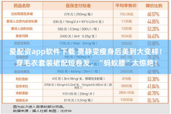 爱配资app软件下载 贾静雯瘦身后美到大变样！ 穿毛衣套装裙配短卷发，“蚂蚁腰”太惊艳！