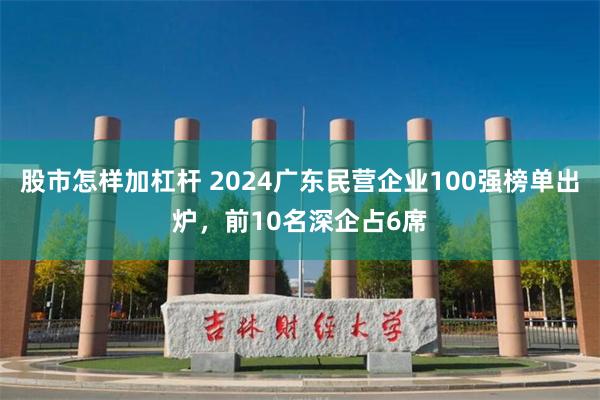 股市怎样加杠杆 2024广东民营企业100强榜单出炉，前10名深企占6席