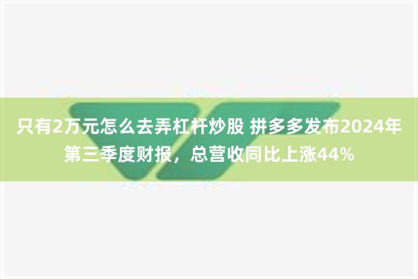 只有2万元怎么去弄杠杆炒股 拼多多发布2024年第三季度财报，总营收同比上涨44%