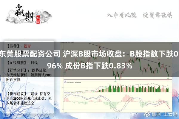 东莞股票配资公司 沪深B股市场收盘：B股指数下跌0.96% 成份B指下跌0.83%